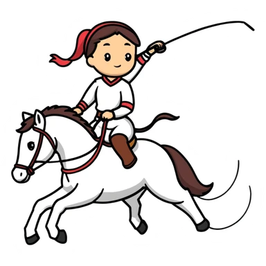 girl riding a horse holding a whip sticker