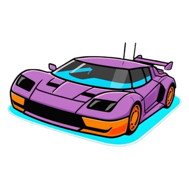 hover car floating above the ground with glowing anti-gravity technology sticker