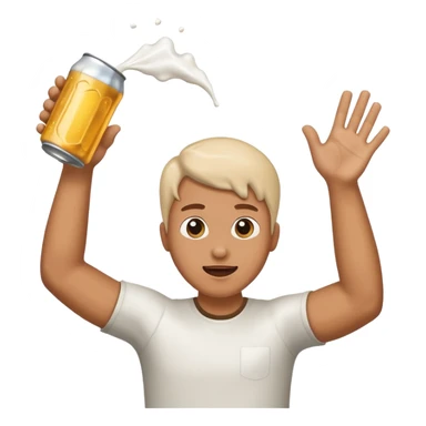 throwing beer can with the arm up in the air with spills from the can sticker