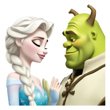 Frozen Elsa kissing Shrek  sticker