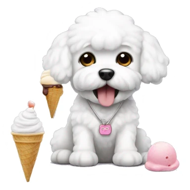 Bichon with ice cream sticker