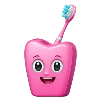 Pink tooth brush sticker