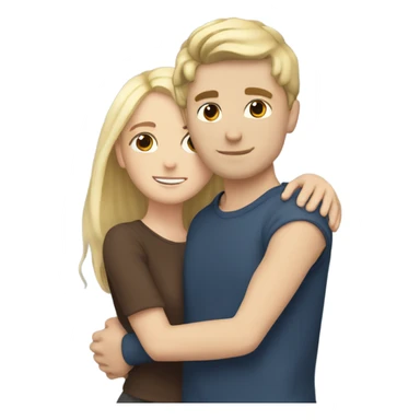 White skin Boy with dark brown hair hugging a girl with blonde hair  sticker