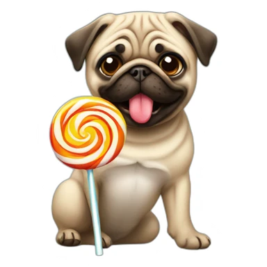 pug with lollipop sticker