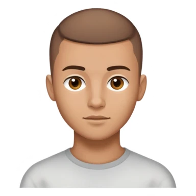  A boy 20 years old, with brown buzz cut hair, and a short beard only as a fade sticker