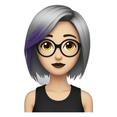 Emo girl with glasses and graphic eyeliner sticker