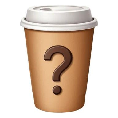 Cardboard coffee cup with single question mark sticker