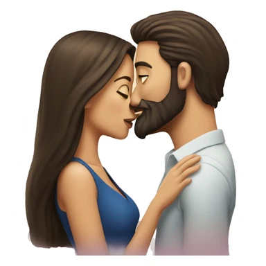 Brunette man with beard kissing brunette woman with long hair sticker
