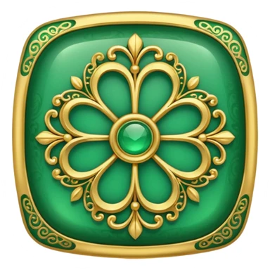 Jade and gold filigree style rounded square icon button sticker