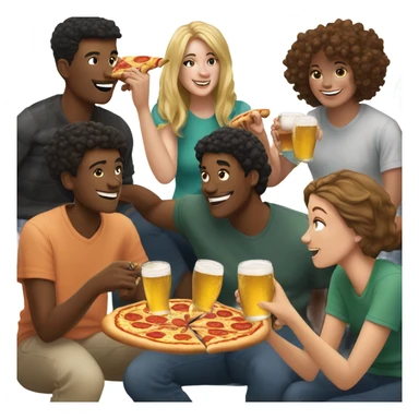 A handful of white English Columbia college students eating pizza downtown and enjoying beer  sticker