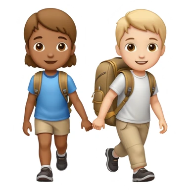 two children walking together, happy and friendly sticker
