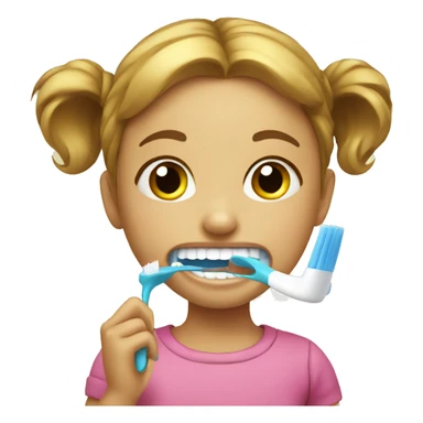 a little girl brushing teeth sticker