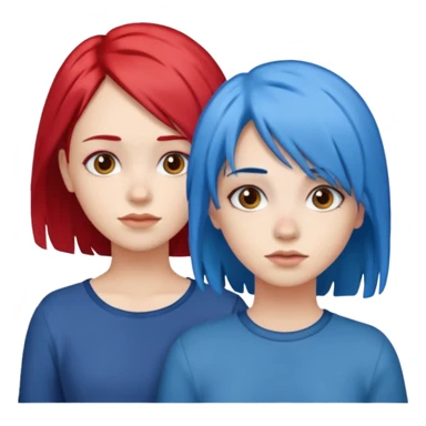 👭one having blue hair and one having red hair sticker