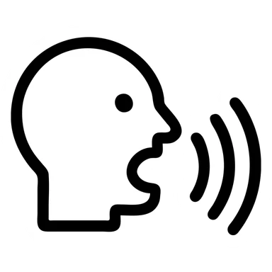 outlined black icon of a face with an open mouth and curved lines to show vocal expression sticker