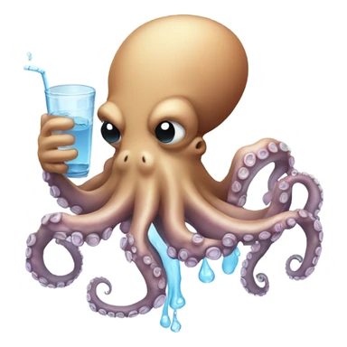 Octopus drinking big glass of water sticker