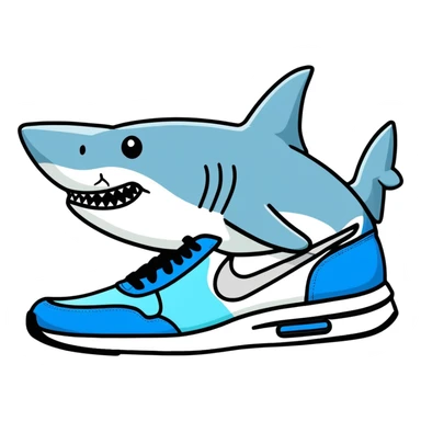 Un tiburón y que en las patas tenga unos tenis nike azules sticker