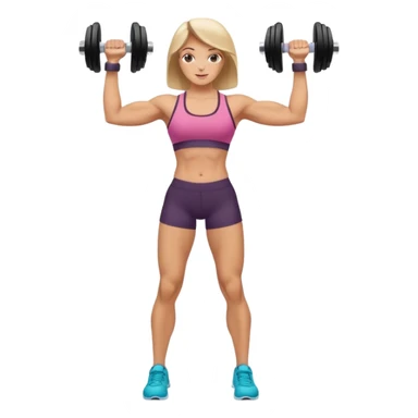 full body strong lean woman lifting dumbbells with her arms performing bicep curl sticker