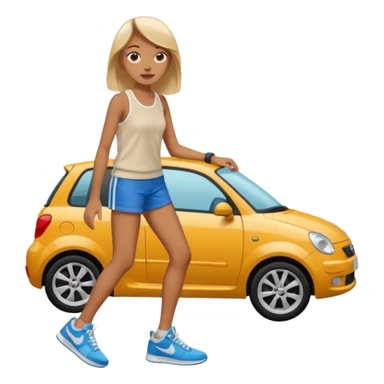 Tall girl crushing a tiny car under her foot sticker