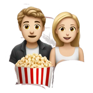 white boy and white girl in cinema with popcorn sticker