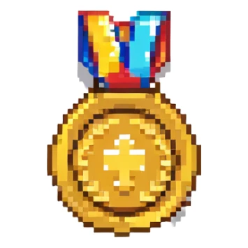 A gold medal with a laptop icon for hackathon winner sticker