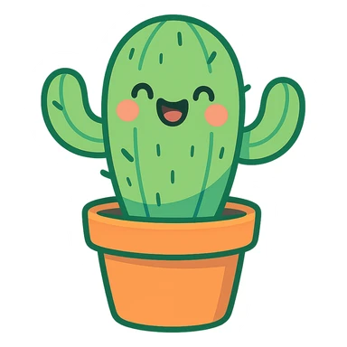happy cactus in a pot sticker