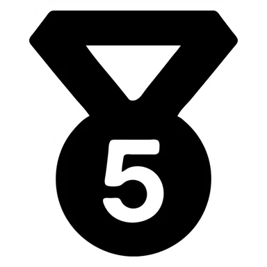 black and red medal with the number 5 in the center, bold and clear design sticker