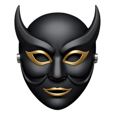 Minimal emoji, gothic mask forged from matte black leather, emotionless expression, smooth heavy surface, subtle leather texture, deep shadows, no glow, no neon, flat emoji style, centered sticker