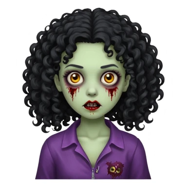 girl zombie with big black curly hair  sticker