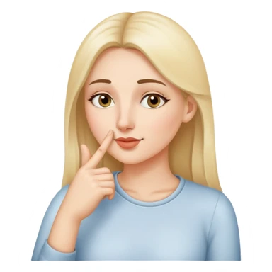 Woman touching her nose with her index finger sticker