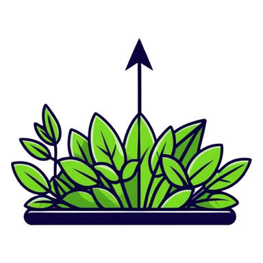 downward arrow surrounded by plants sticker