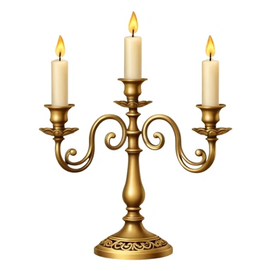 decorative candle holder with three lit candles, candelabra sticker