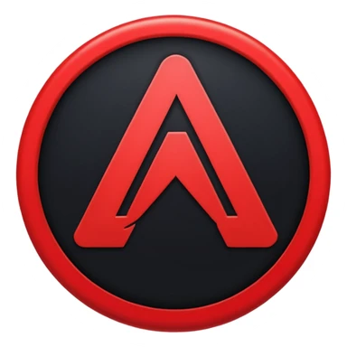 a black circle with a red A protruding from middle sticker