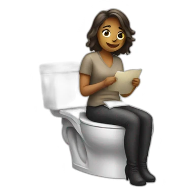 Writer woman sitting at toilet sticker