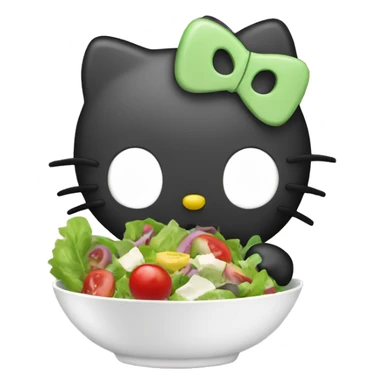 Hello kitty eating a bowl of salad sticker
