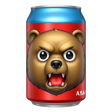 an energy drink with a face of dangerous bear on it and ASAN written on it sticker