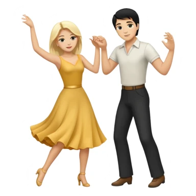 couple dancing full body man black hair woman blonde sticker