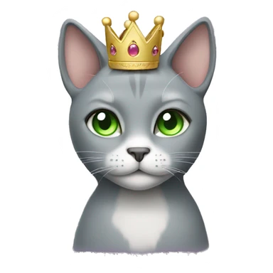 Grey Cat with green eyes and princess crown  sticker