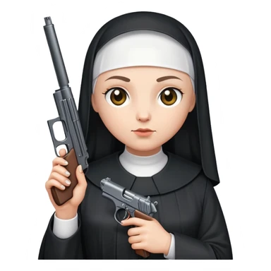stylish nun holding a gun sticker