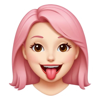 Blushing emoji with large breasts and tongue out sticker