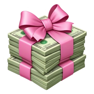 money with pink bow sticker