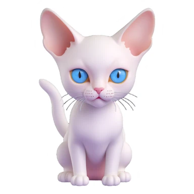 white devon-rex cat with blue eyes, 3d style sticker