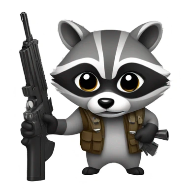 raccoon holding a gun sticker