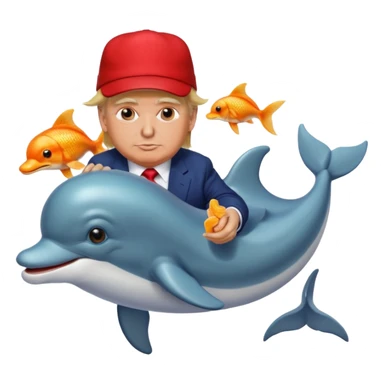 trump at walmart while riding a dolphin and eating goldfish  sticker