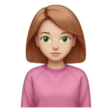  Una donna con una felpa semplice rosa, senza cappuccio. i capelli sono lunghi fino alle spalle marroni chiaro,gli occhi sono verdi  sticker