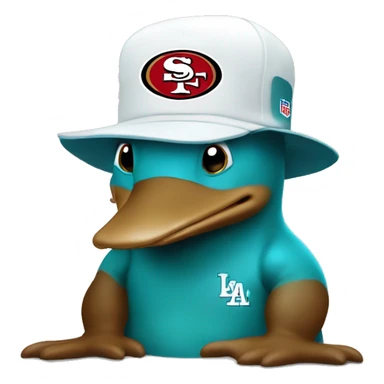 platypus in white 49ers hat with water sticker