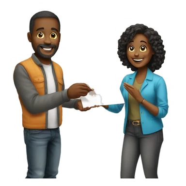 client giving house plan to an artist sticker