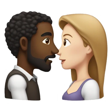 BLACK Man with dark hair WITH beard kissing white woman with long brown hair sticker