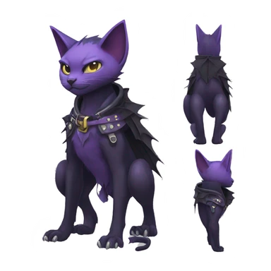 cool edgy black punk Purple nargacuga-bat-cat-Fakemon collar full body sticker
