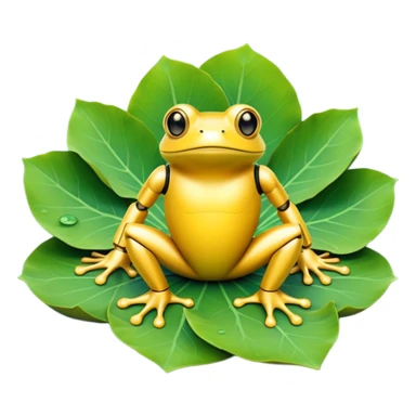 yellow robot frog on lotus leaf sticker
