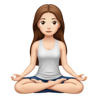 Chica blanca con pelo café largo, meditando sticker